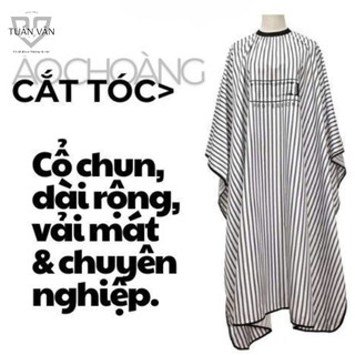  Áo choàng cắt tóc sọc đen trắng khăn trùm cắt tóc cho barber shop salon chuyên nghiệp đủ size 