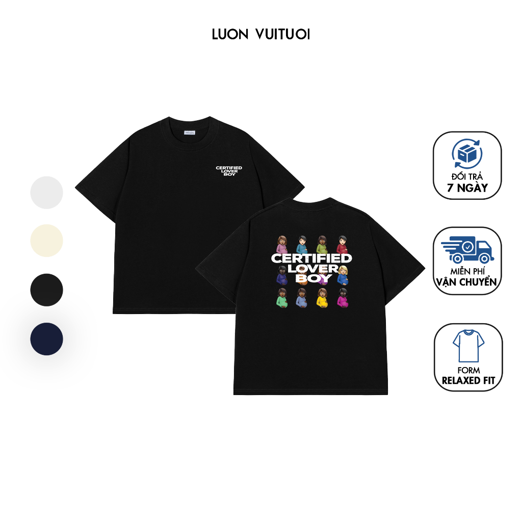 Áo Thun Vớ Vẩn Relaxed Fit Luon Vuituoi  "Certified Lover Boy" - NT32595NT