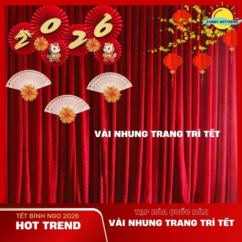 Vải Nhung đỏ trang trí Background tết khổ 1M6 loại dày , Vải đỏ Decor Tết nguyên đán năm 2026 , Deco