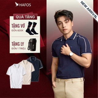    NEW   Áo Polo nam tay ngắn WOODLINE HAFOS . Áo polo nam Xanh Navy viền trắng tinh tế nổi bật sang trọng 