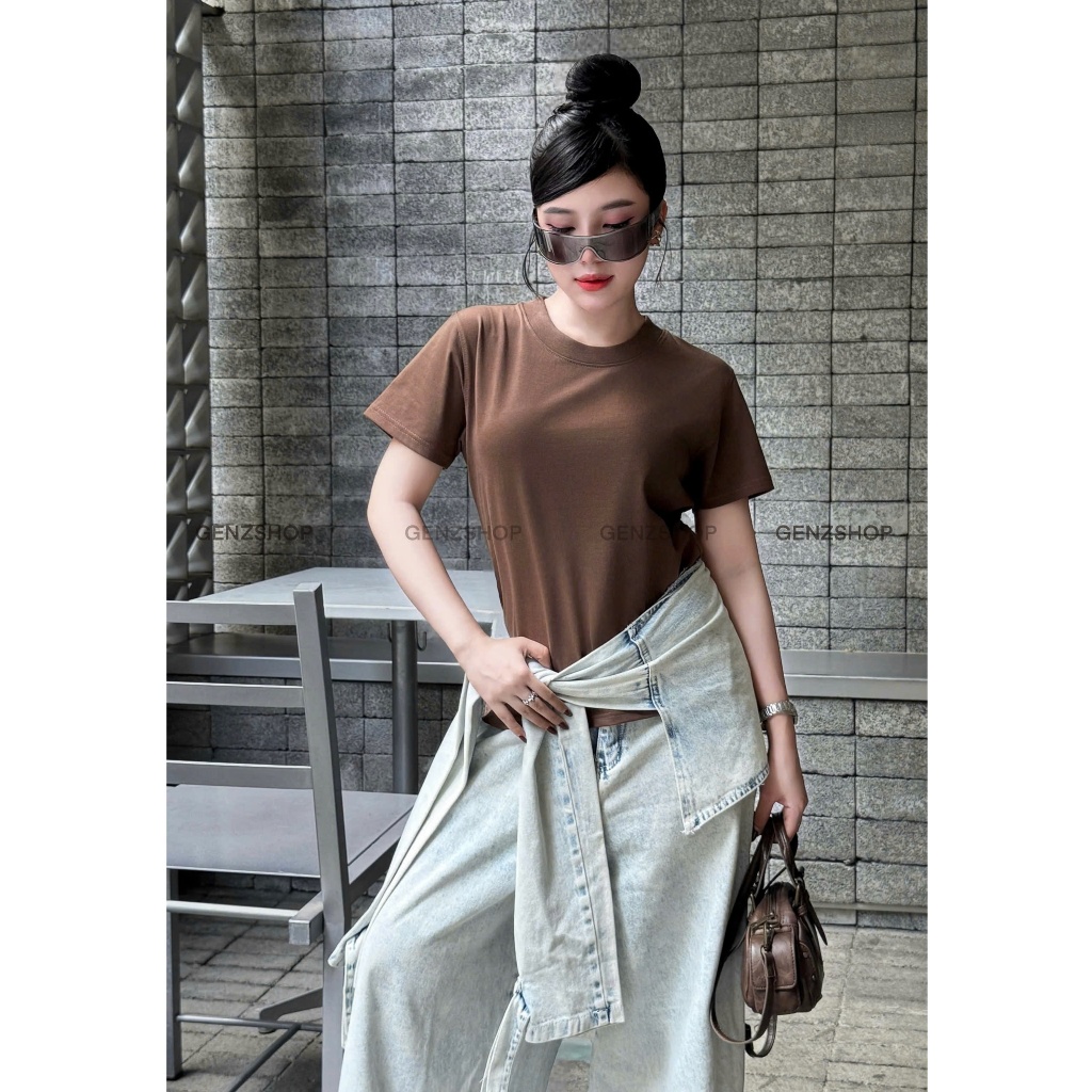 Áo Thun Nữ Babytee Trơn Basic 250GSM Cotton 2C Thoáng Mát BST Genz26 | BigBuy360 - bigbuy360.vn