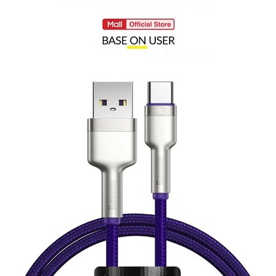 Cáp sạc 40W Baseus Metal Data Type-C USB, sạc nhanh 5A Max, truyền dữ liệu 480Mbps, dây bọc dù chống đứt, dài 1m/2m
