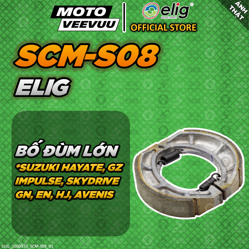 [MTVV] Bố thắng đùm, má phanh đùm ELIG SCM-S08 Đùm lớn Suzuki Hayate, GZ, Impulse, SkyDrive, GN, EN,
