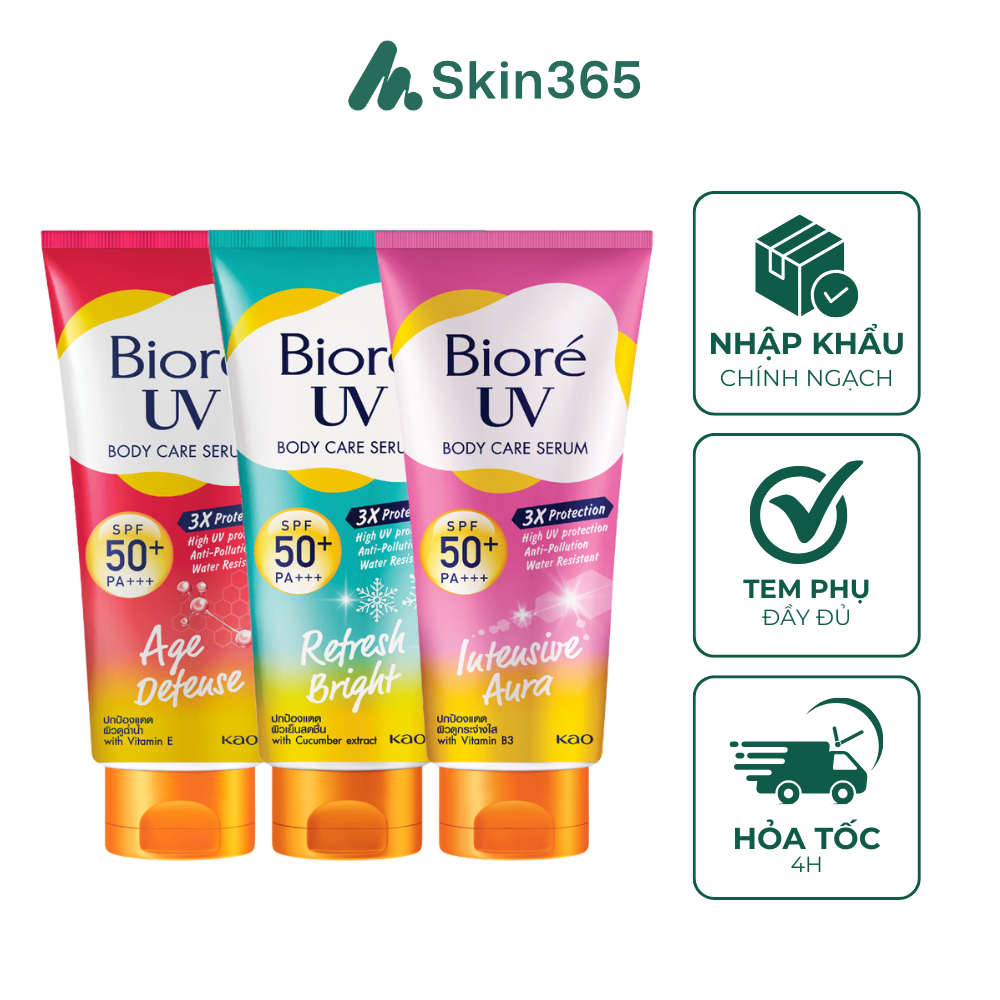 Serum Chống Nắng Body Bioré UV Anti-Pollution SPF50+ PA+++ Aura/ Age Defense/ Refresh 150mL