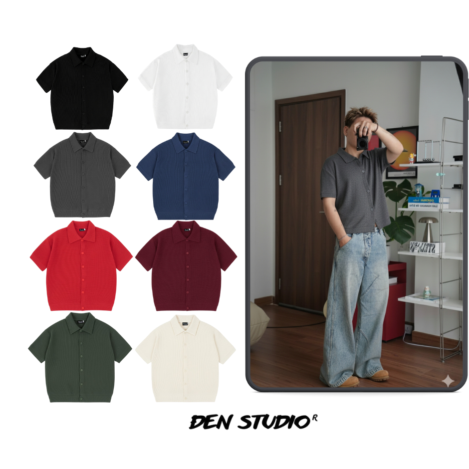 ÁO POLO WAFFLE FORM BOXY ĐEN STUDIO (  A20 ) | BigBuy360 - bigbuy360.vn