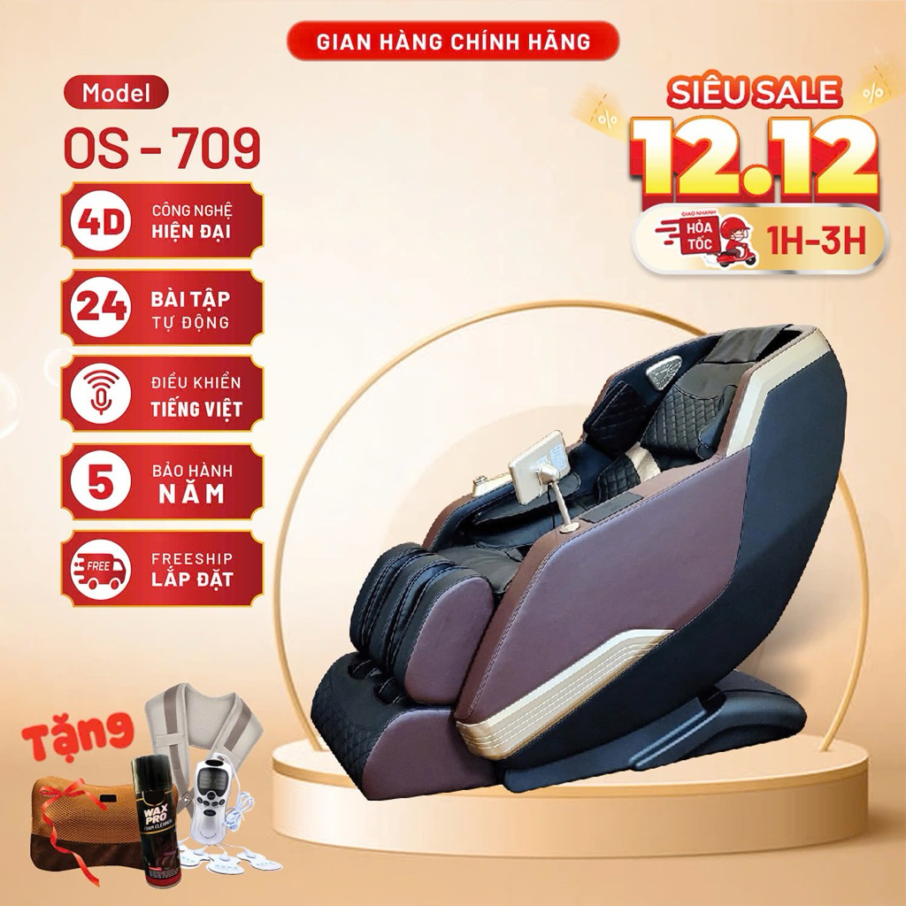 [4D] Ghế massage toàn thân OS - 709, 24 chương trình massage