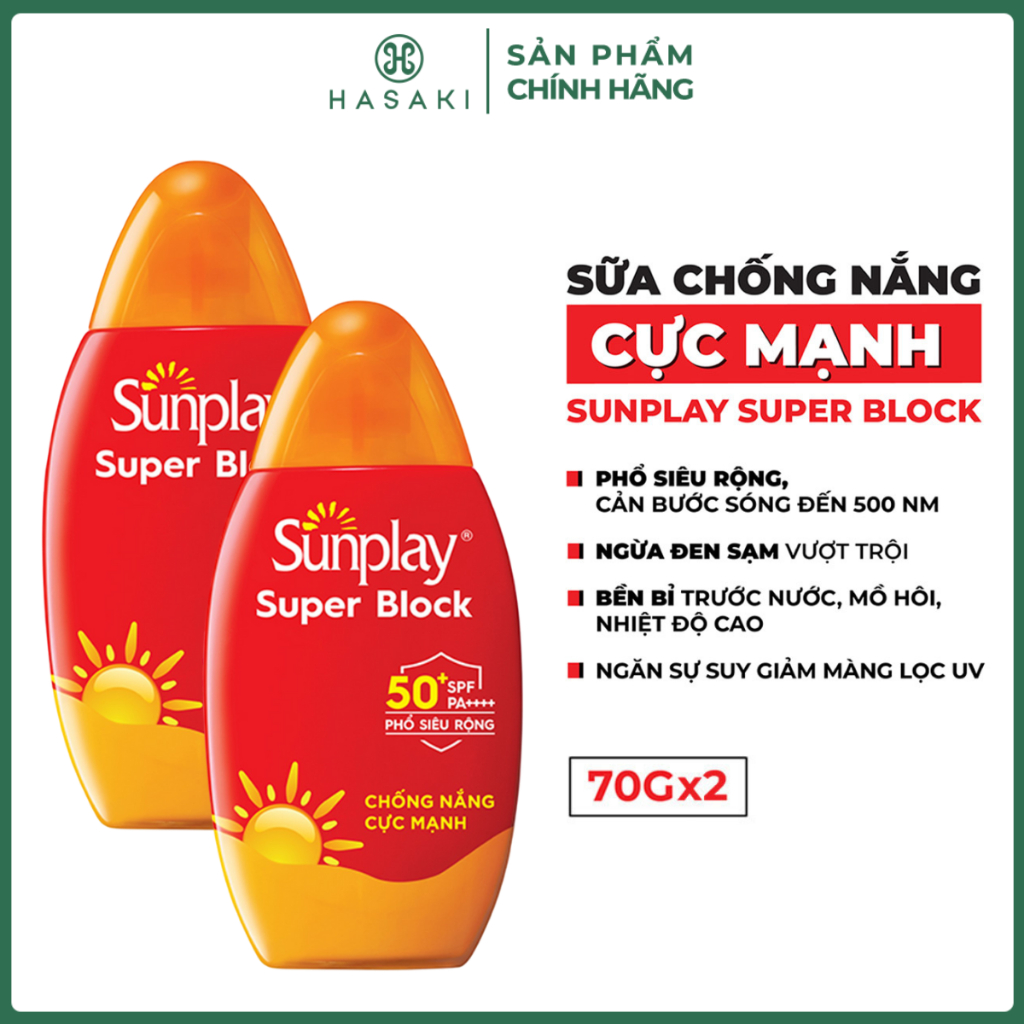 Combo 2 Sữa Chống Nắng Sunplay Bảo Vệ Vượt Trội 70g SPF50+ PA++++ Super Block Hasaki Sản Phẩm Chính Hãng | BigBuy360 - bigbuy360.vn