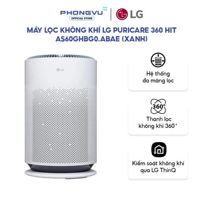 Máy lọc không khí LG PuriCare 360 Hit AS60GHWG0 - Phòng 62m² - HEPA H13 - Ion âm - Bảo hành 12 tháng