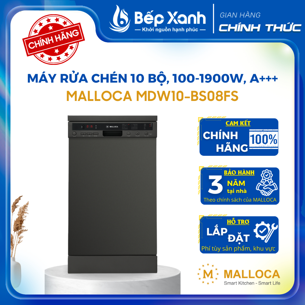 Máy Rửa Chén Độc Lập Malloca MDW10-BS08FS - Hàng Chính Hãng
