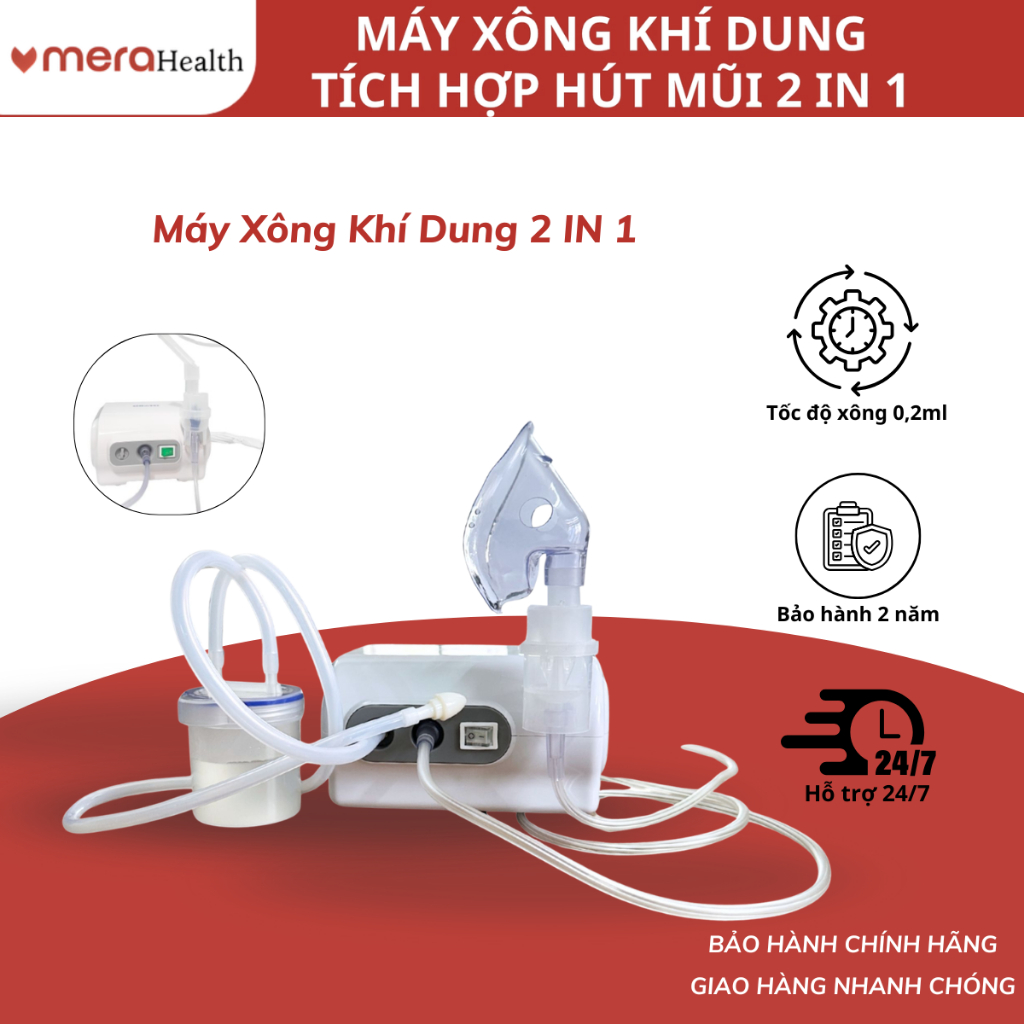Máy Xông Khí Dung OROMI 2 Trong 1 Kèm Hút Mũi, Công Suất Lớn Hạt Sương Mịn C28M