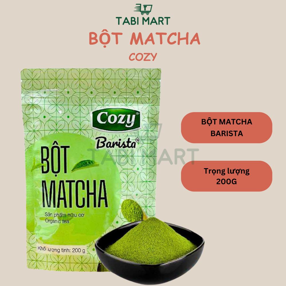 Bột Matcha Cozy Barista, Bột Trà Xanh Pha Matcha Latte - Hữu Cơ - Dùng Làm Bánh, Pha Chế