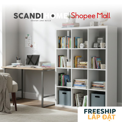 FELIX, Kệ sách 3 x 4 SHE_032, 109x38x144cm, kệ gỗ Scandi Home