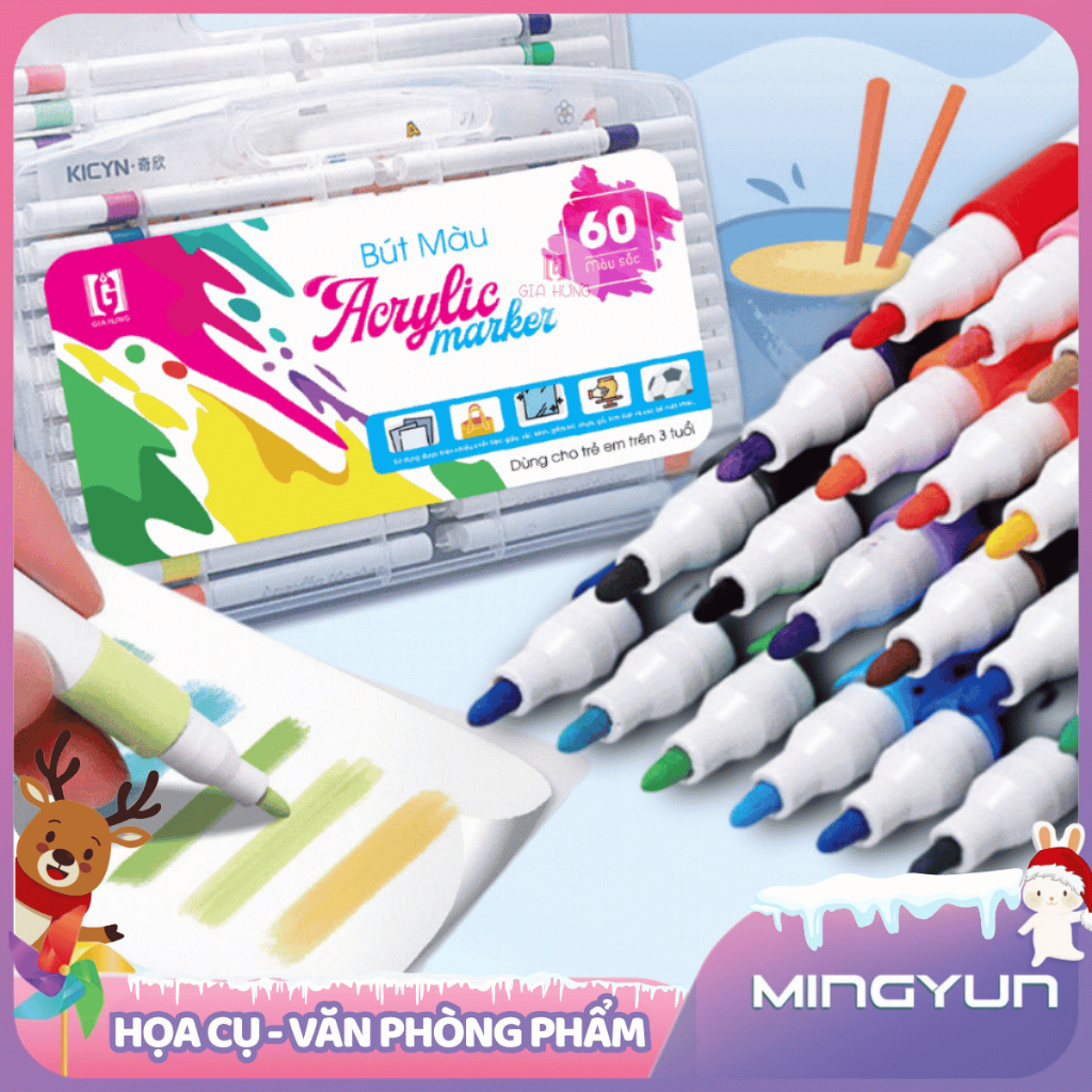 Bút Màu 12/24/36/48/60/80/100/120 Màu Bút Màu Acrylic Marker Không Lem, Màu Vẽ Acrylic Tươi Sáng