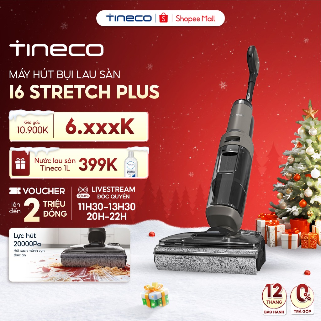 Máy hút bụi lau sàn Tineco Floor One i6 Stretch Plus/I5 Stretch - Lực hút 20000pa - Gập phẳng 180 độ