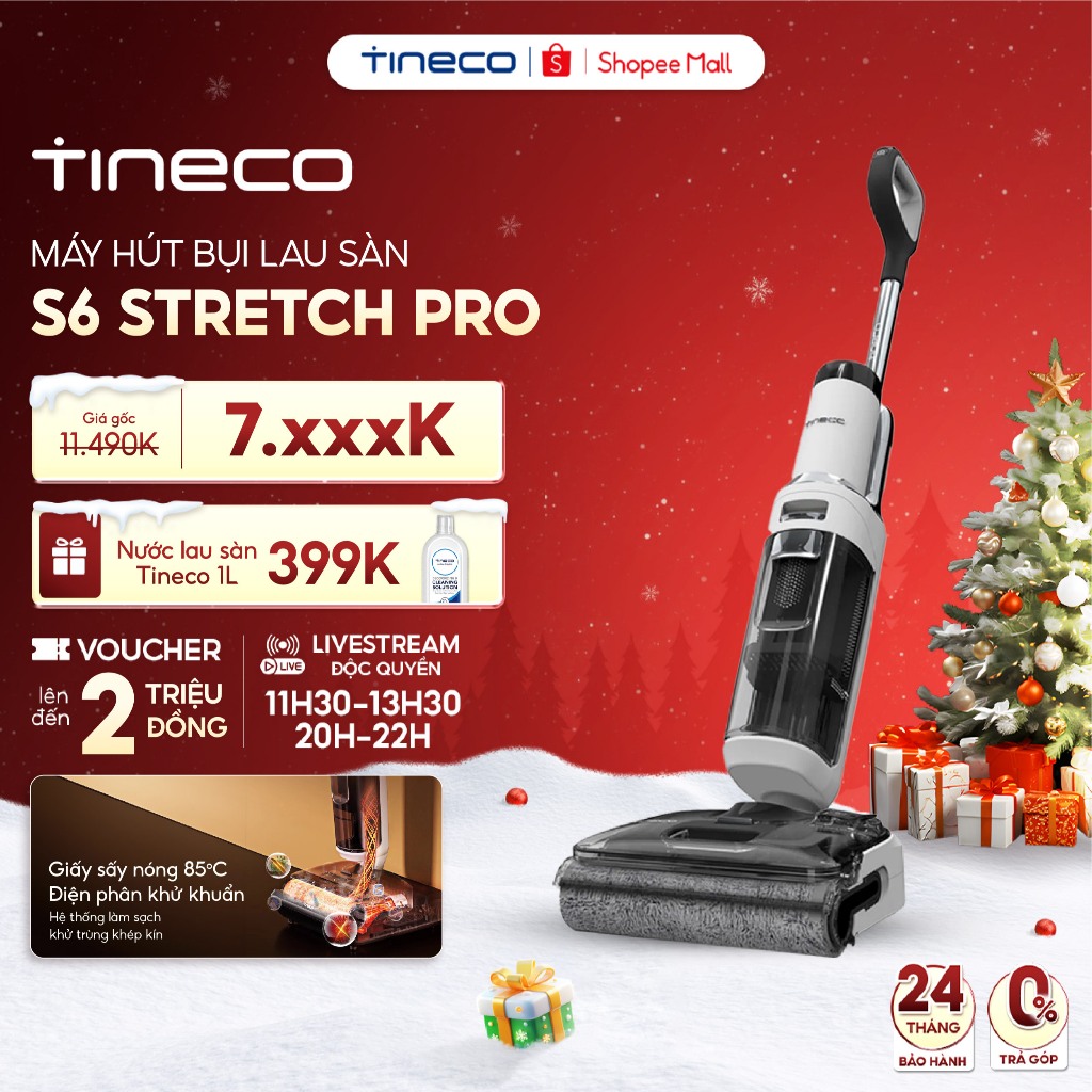 Máy hút bụi lau sàn khô ướt Tineco Floor One S6 Stretch Pro 20000pa / S6 Stretch Max 22000pa - Bảo Hành 24 Tháng
