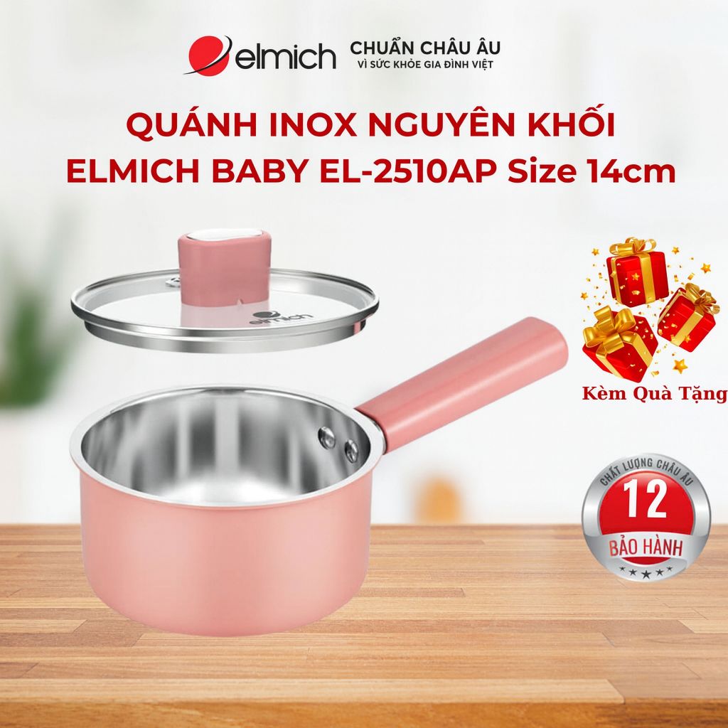 Quánh inox nguyên khối Elmich Baby EL-2510AP size 14cm