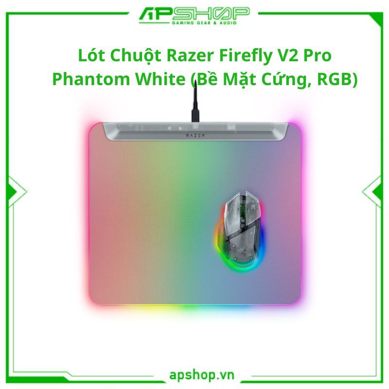 Lót Chuột Razer Firefly V2 Pro Phantom White (Bề Mặt Cứng, RGB) | Chính hãng.
