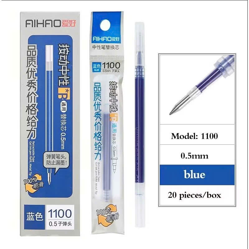 Ruột bút gel AIHAO 1100 - Ruột bút bi nước Aihao béo ngòi 0.5mm bền đẹp.