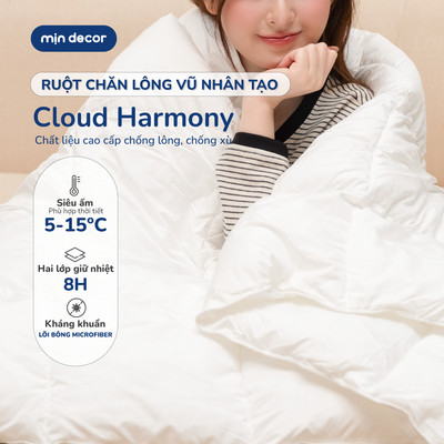 Ruột Chăn Lông Vũ Nhân Tạo Cloud Harmony Mịn Decor, Ruột Chăn 2mx2m2 Gòn Bông Siêu Nhẹ Siêu Ấm