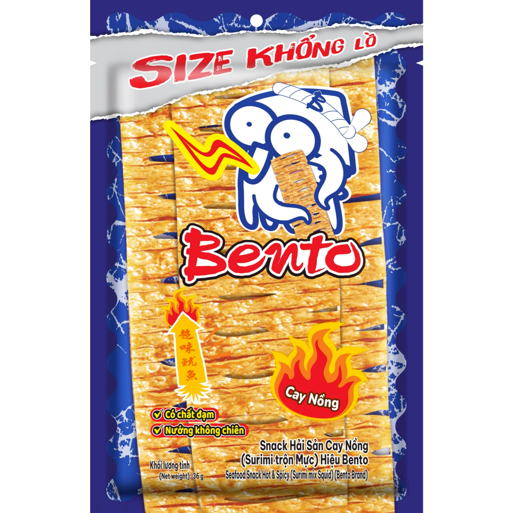 [QUÀ TẶNG SIZE KHỔNG LỒ -VỊ MỚI] Snack Mực Bento Hải Sản Vị Cay & Phô Mai BBQ 36G- Ăn Vặt Thái Lan C