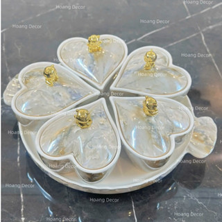  Set Vân Đá Tết 2026 Bộ Tách Trà Vân Đá Khay Bánh Mứt Kèm Hộp Quà Tặng Sang Trọng. 