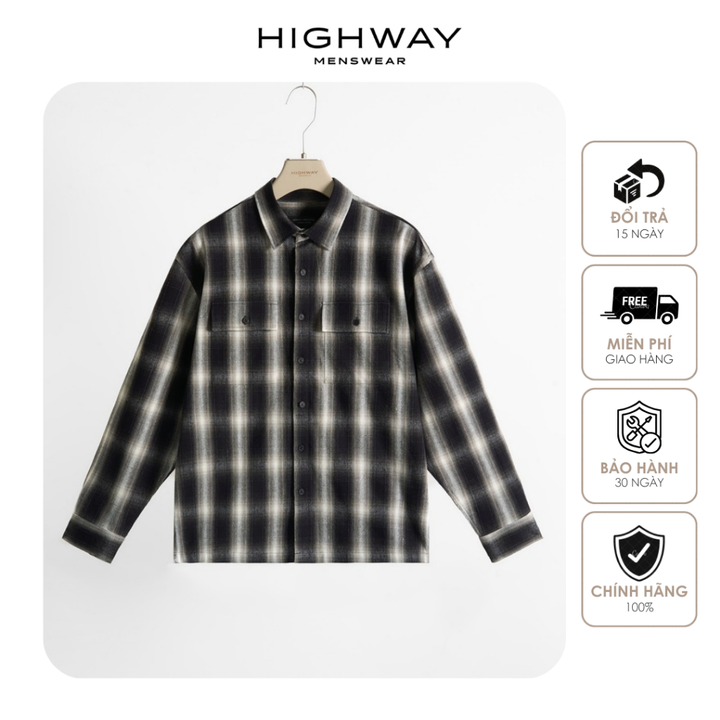 Áo sơ mi dài tay nam flannel cotton mềm mịn Highway (Menswear) Greyjoy