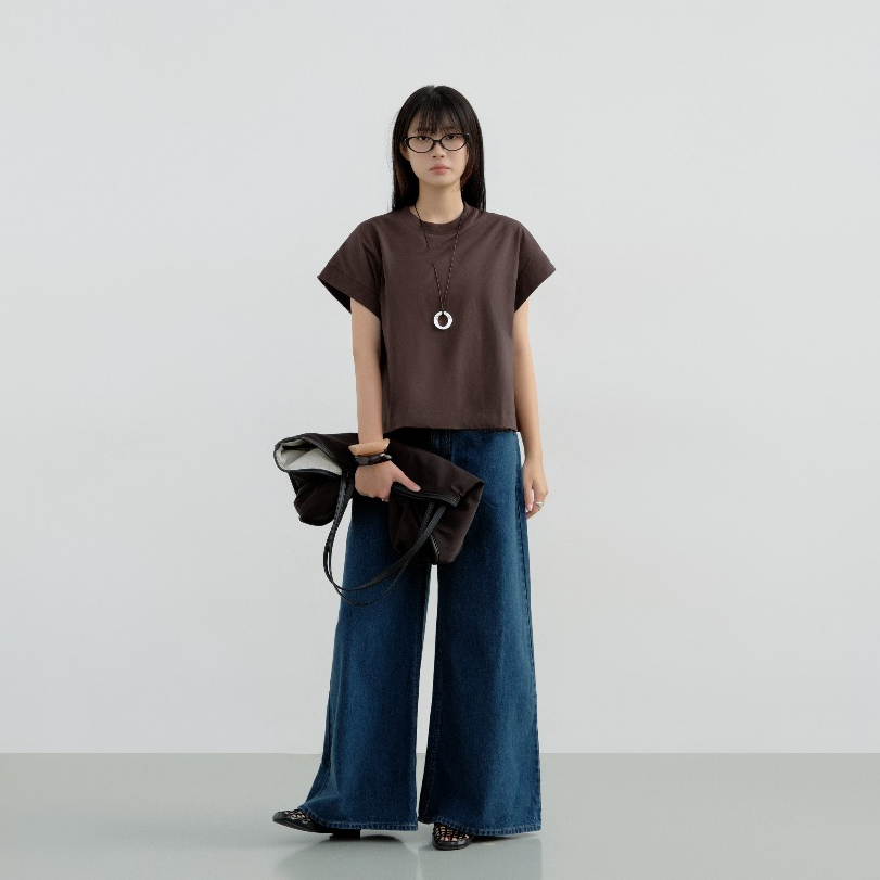 Áo Thun Boxy Ngắn Tay, Chất Vải 100% Cotton Thoáng Mát, 100% Cotton - BARE TOP - The J Studio