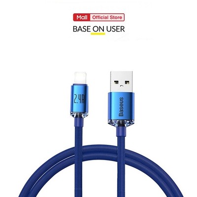 Cáp sạc PD12W USB dùng cho ip6/7/8/9/10/11/12/13/14 Baseus Crystal Shine hỗ trợ truyền dữ liệu, dài 1m/2m