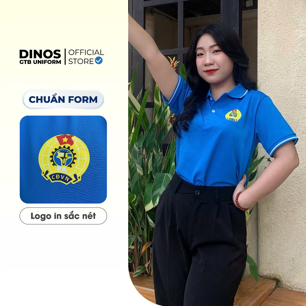 Áo Thun Công Đoàn Việt Nam DINOS GTB Màu Xanh Ya In Logo – Mặc Sự Kiện, Hoạt Động Cơ Sở