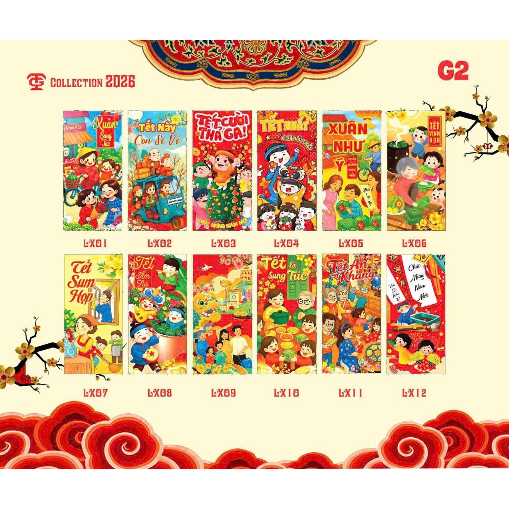 ( Truyền thống) Combo bao lì xì tết năm 2026 ( chọn màu ngẫu nhiên ) lixi