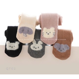 Sulie House- Quần legging gân tăm, quần len lót lông cho bé gái – Quần tất có bàn mặc váy mùa đông