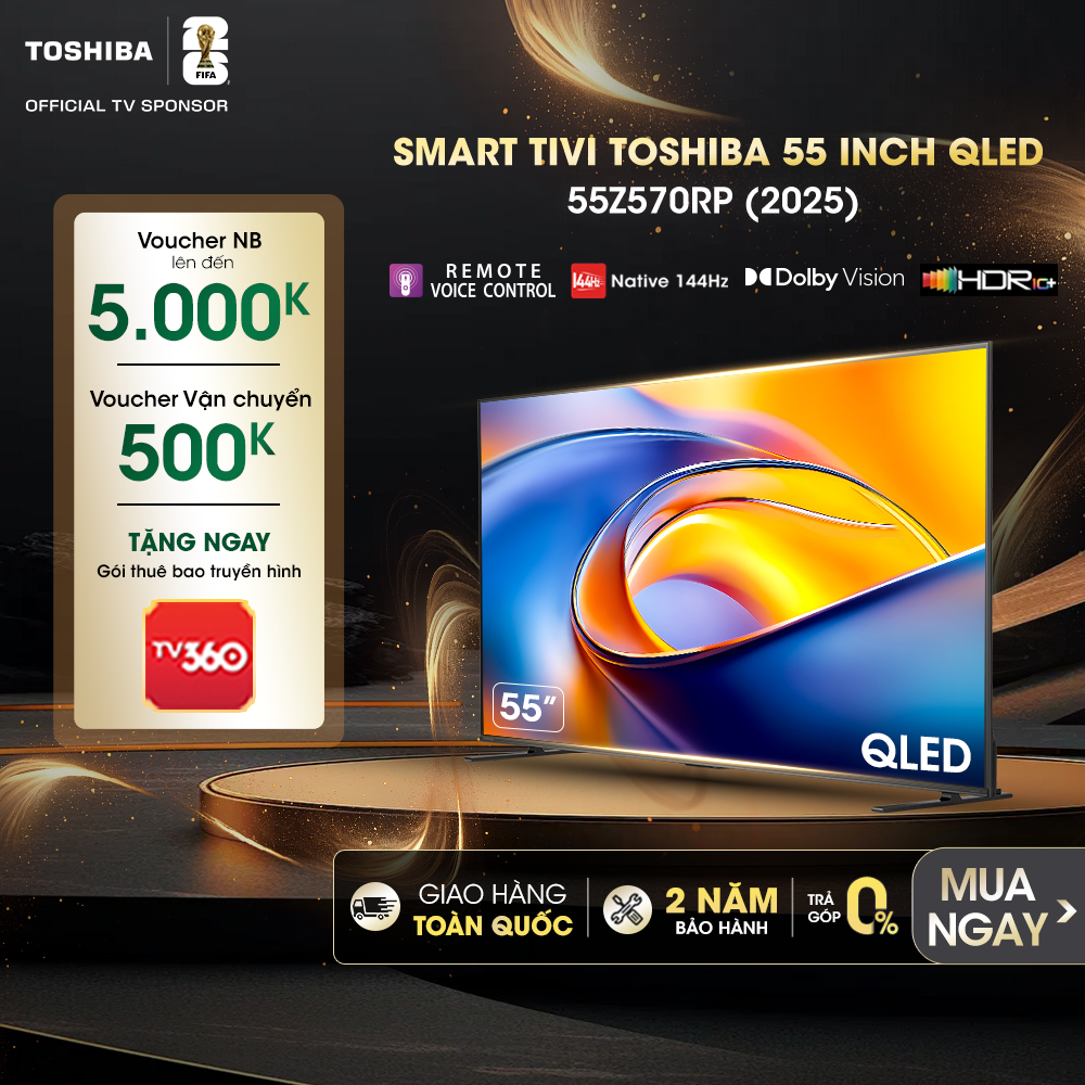 Smart Tivi Toshiba 55 inch QLED 55Z570RP, 144Hz Giao Hàng Toàn Quốc, Bảo Hành 24 Tháng