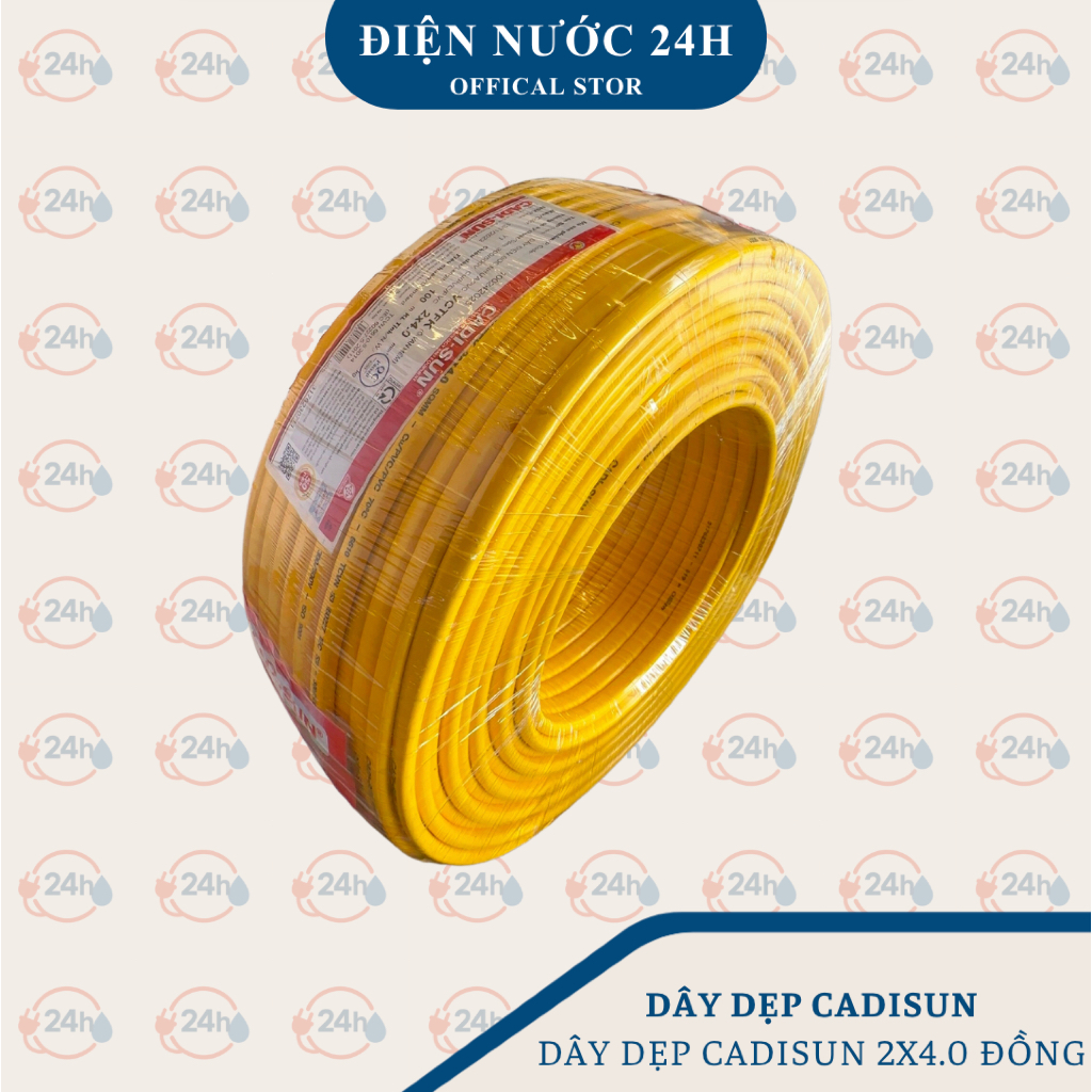Dây điện 2*4.0 cadisun 100m. Cuộn 100m Dây Điện 2x4.0 Cadi-sun Chính Hãng Đồng Nguyên Chất 100%