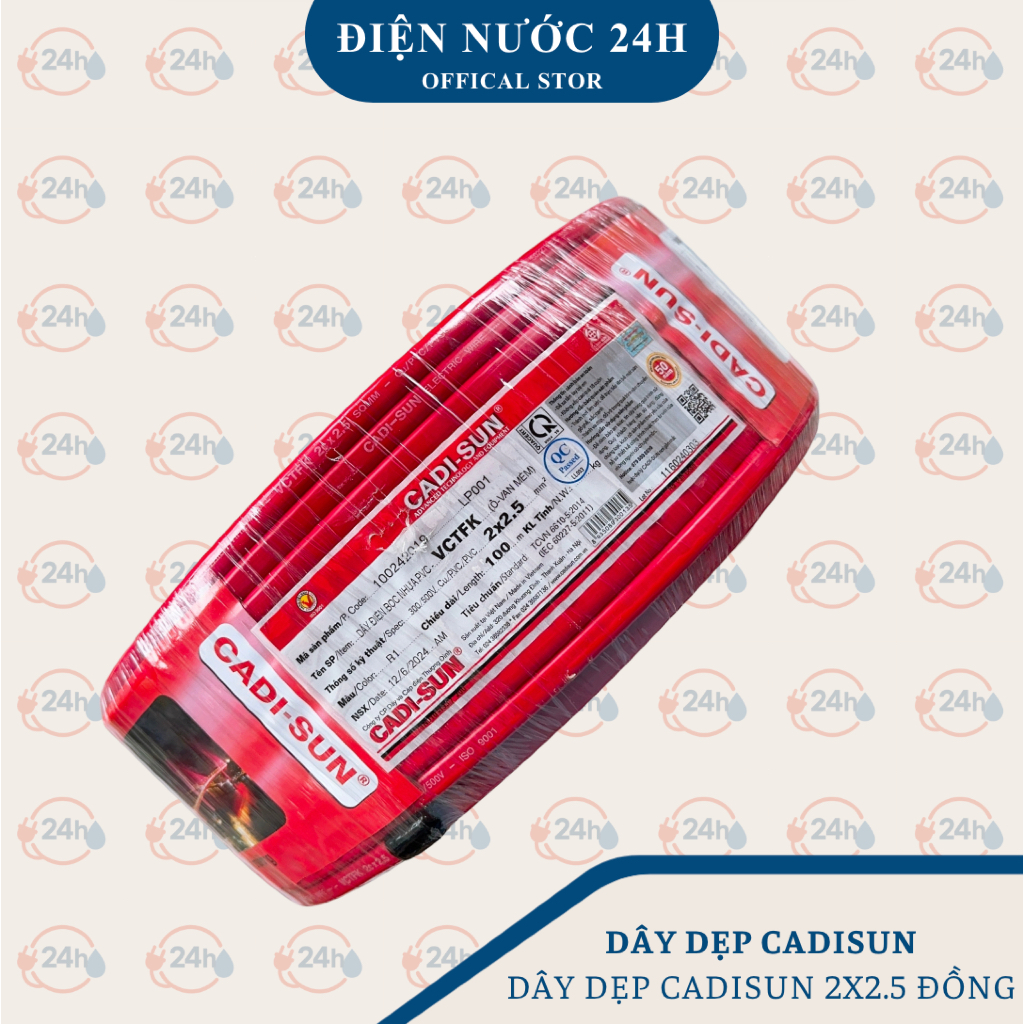 Dây điện 2*2.5 cadisun 100m. Cuộn 100m Dây Điện 2x2.5 Cadi-sun Chính Hãng Đồng Nguyên Chất 100%