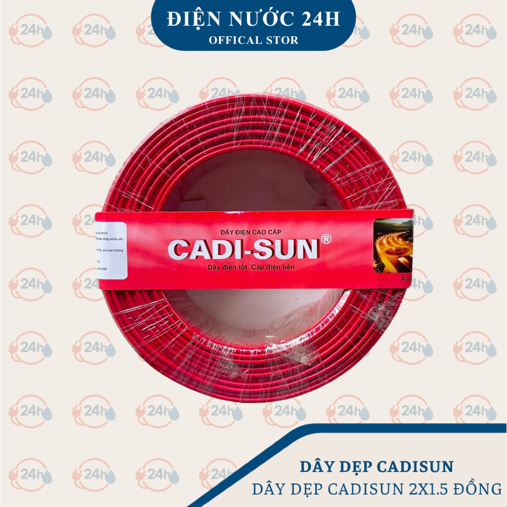 Dây điện 2*1.5 cadisun 100m. Cuộn 100m Dây Điện 2x1.5 Cadi-sun Chính Hãng Đồng Nguyên Chất 100%