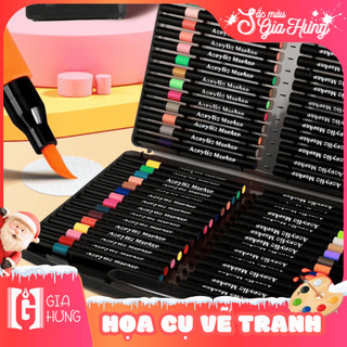  Bộ Bút Màu Acrylic Marker 24 60 80 Màu Đầu Brush Gia Hưng Vẽ Lên Mọi Chất Liệu Không Lem Không Thấm 