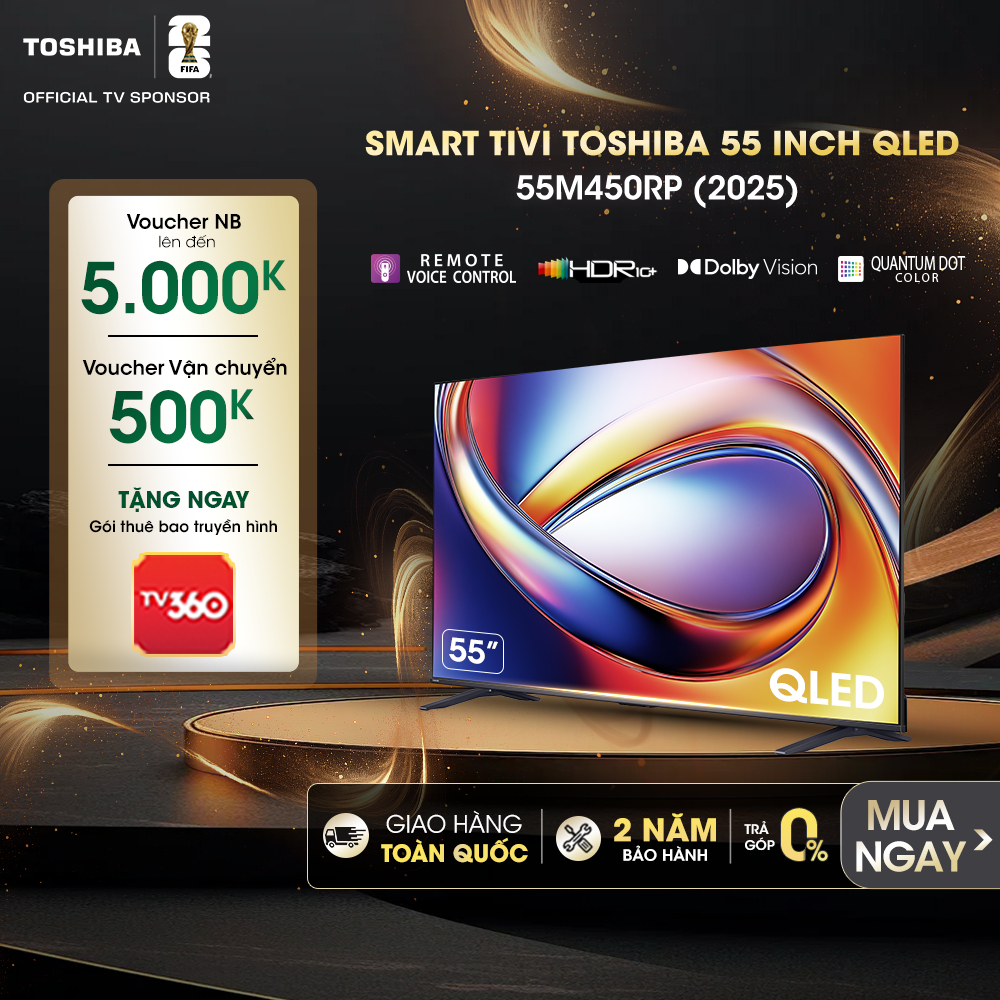 Smart Tivi Toshiba 55 inch QLED 55M450RP, Giao Hàng Toàn Quốc, Bảo Hành 24 Tháng