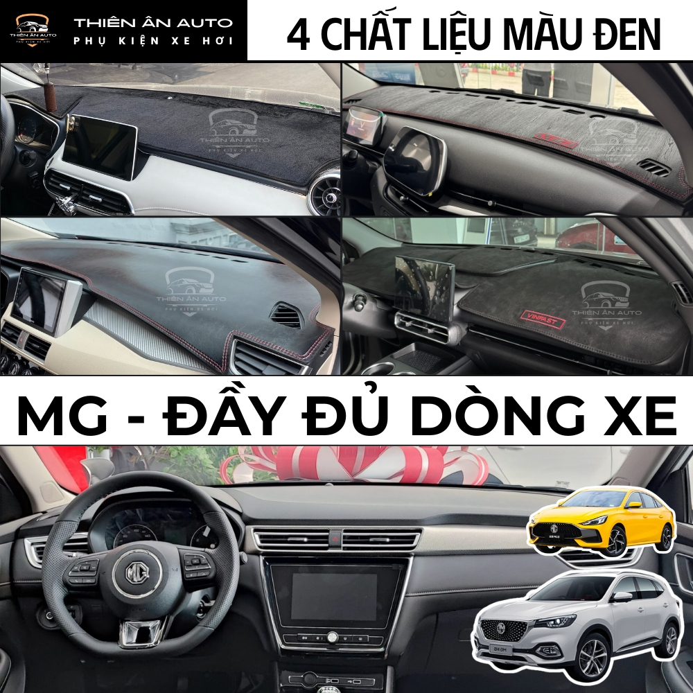 Thảm taplo MG5, MG ZS. MG HS, MG RX5, MG G50, MG7, Thảm Phủ Taplo 4 Chất Liệu Màu Đen Chống Nóng, TH