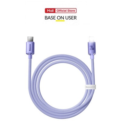 Cáp sạc nhanh Typec to IP PD20W 3.0A Baseus Crystal Shine dành cho IP10/11/12  dây nylon siêu bền dài 120CM