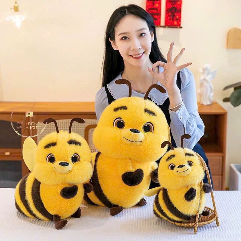 Gấu bông con ong vàng , thú nhồi bông chú ong vàng lông kim mềm mịn