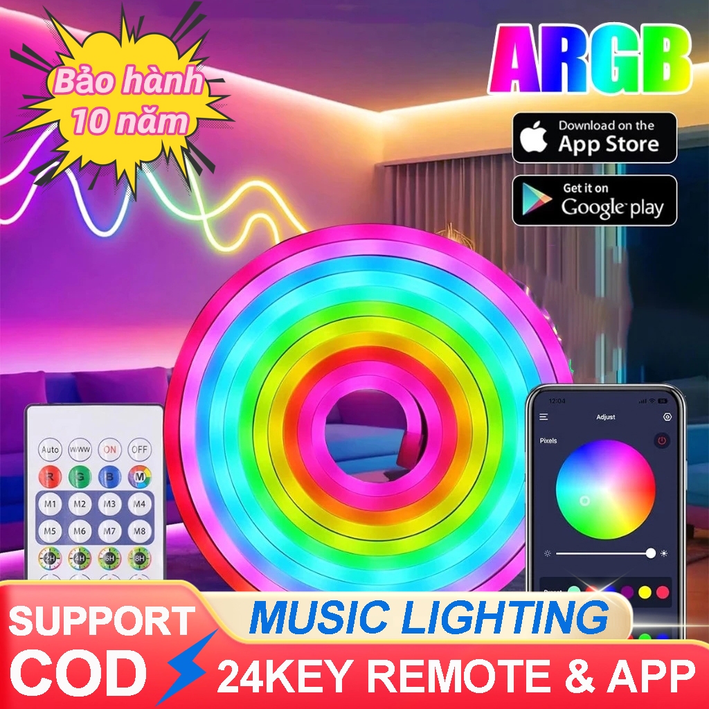 Đèn neon 1M-10M 5V ARGB trang trí Giáng sinh