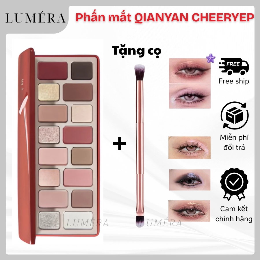 [TẶNG CỌ] QianYan Bảng Phấn Mắt Qianyan Cheeryep Natural Color Starring 16 Ô Màu Đa Dạng Có Nhũ Lì L