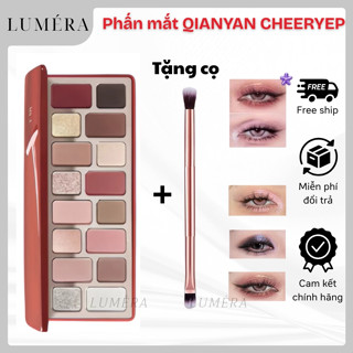   TẶNG CỌ  Bảng phấn mắt QIANYAN CHEERYEP 16 ô Natural Color Starring tone màu đa dạng có nhũ lì lấp lánh 16g 