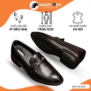 Giày Lười công sở, Đế IP siêu nhẹ SL-02-D SMARTMEN,da bò cao cấp nhập khẩu, Tăng 5cm chiều cao