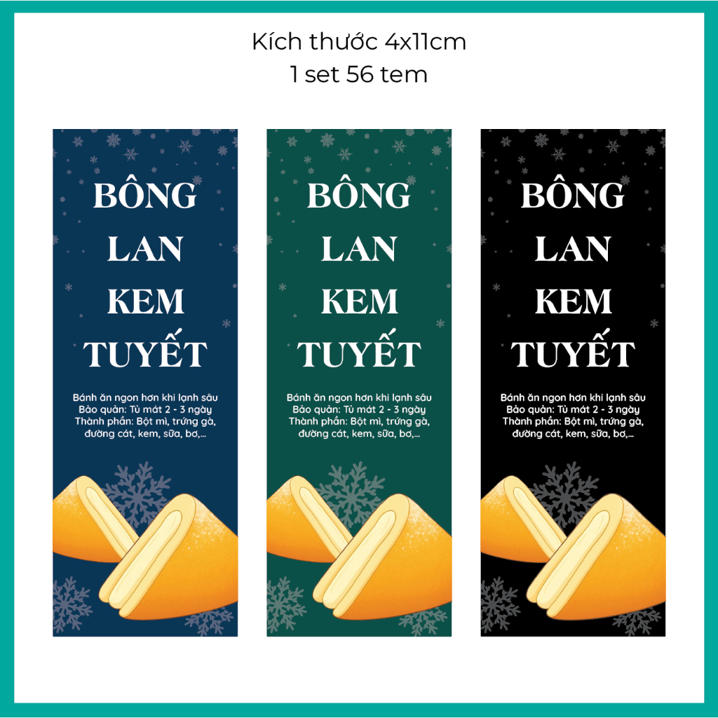 [ Sẵn ] Tem dán bánh, tem dán bánh bông lan kem tuyết
