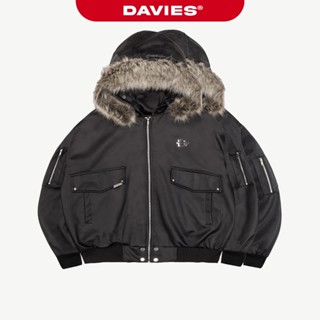  Áo khoác bomber có mũ phối lông vũ DAVIES nhiều túi logo inox dù da túi hộp tay áo Hunter Hooded Bomber Jacket| D-AK17 
