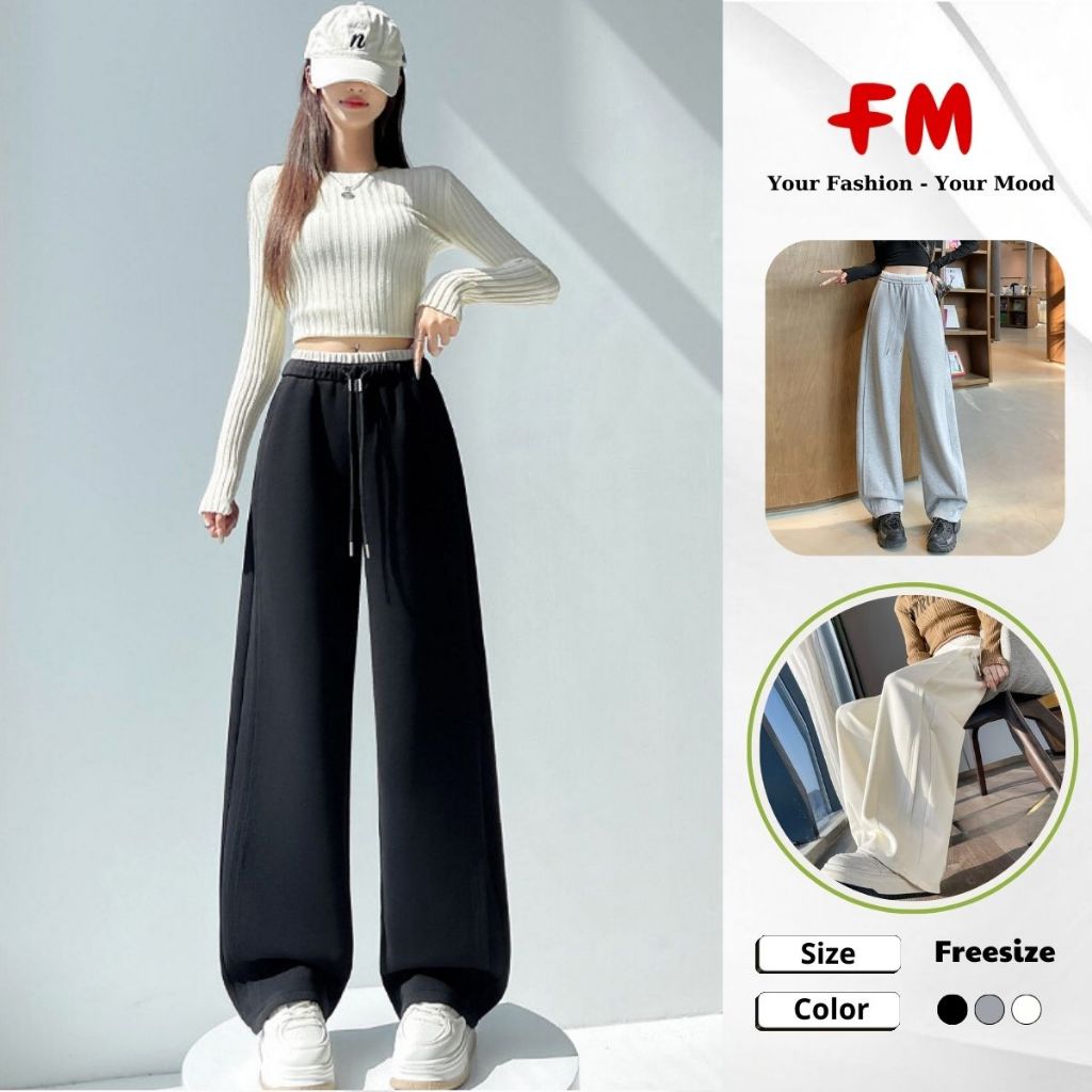 Quần Nỉ Nữ Lưng Thun Phối Viền 2 Bên FMSTYLE SHOP – Dày Dặn Thoải Mái Mặc Hàng Ngày 25120347