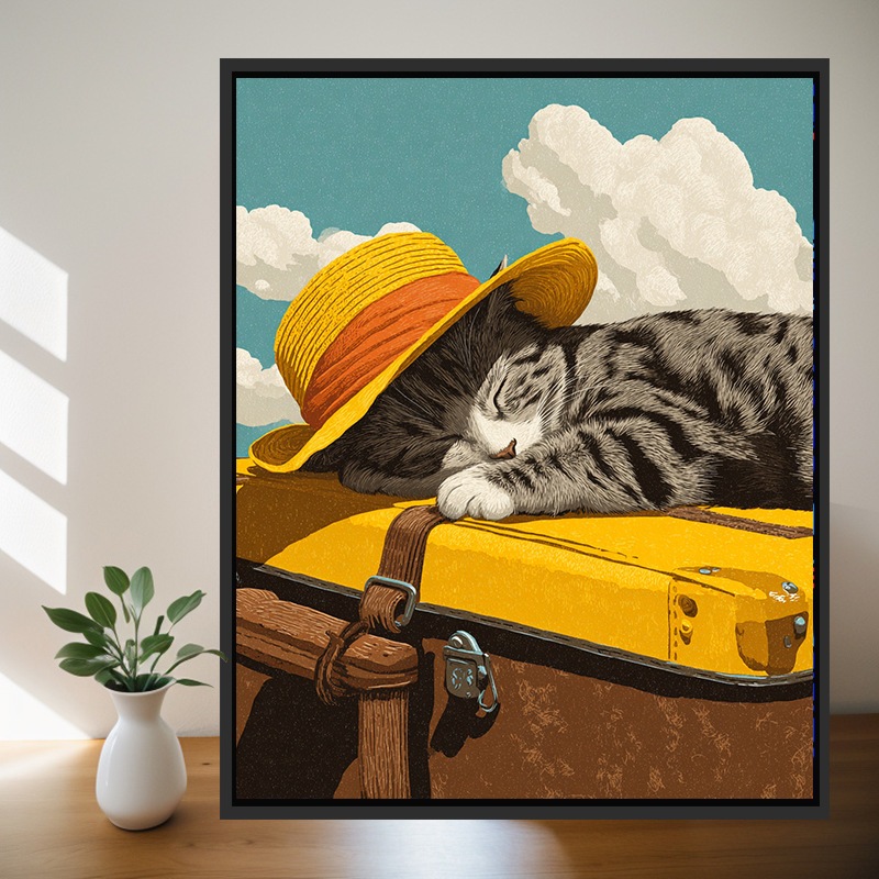 Tranh Treo Tường Hình Mèo Lười Đáng Yêu BH209 - Tranh Treo Decor, Trang Trí Quán Cafe, Homestay, Nhà