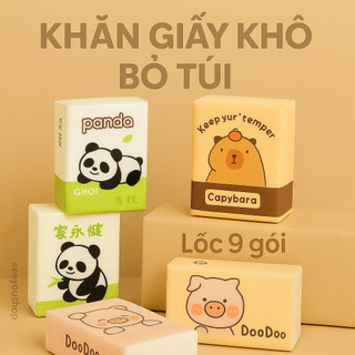  Khăn Giấy Khô Mini Cute | 1Lốc = 9Gói Đa Năng Tiện Lợi | Bỏ Túi Xách Balo | Nhiều Mẫu Dễ Thương Capybara See You Shop 