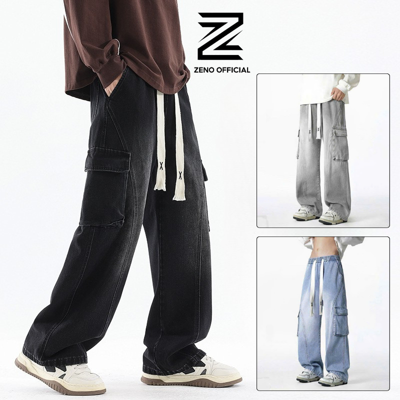 Quần Jean nam nữ baggy ống xuông túi hộp rộng , Quần bò ống suông form rộng hottrend